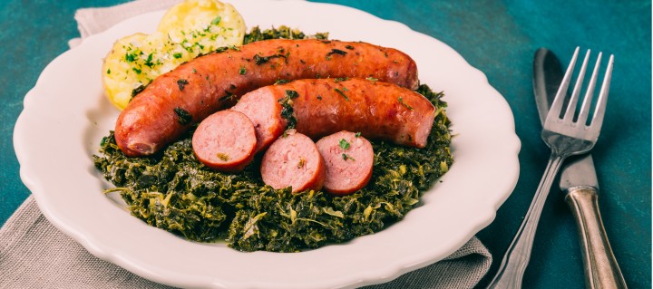 Lippischer Grünkohl, Grunkohl, Kohlwurst, Kartoffeln, Rezept